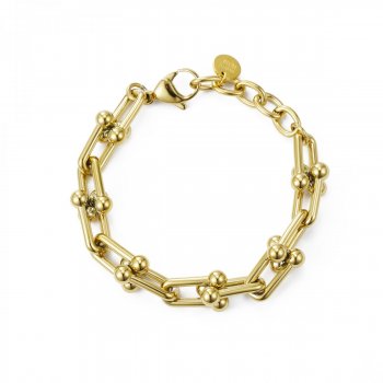 Bead U-Link Large Bracelet Gold