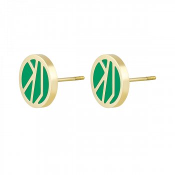 Rose Enamel Earring Green/Gold