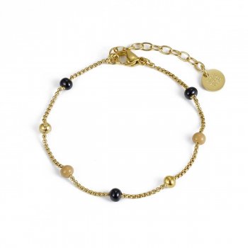 Globe Enamel Bracelet Black/Gold