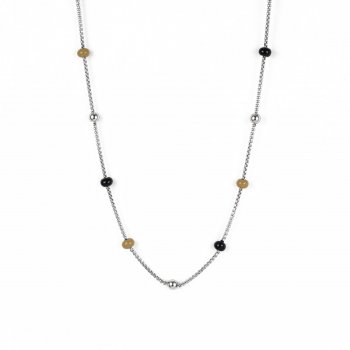 Globe Enamel Necklace Black/Silver