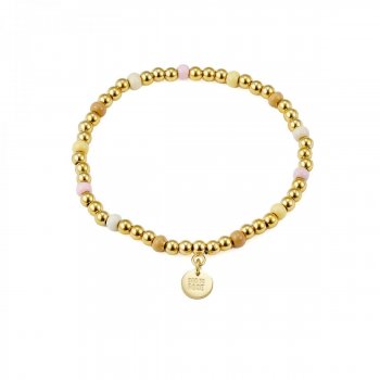 Globe Enamel Elastic Bracelet Pastel/Gold