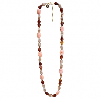 Prisma Resin Long Necklace Pink/Brown