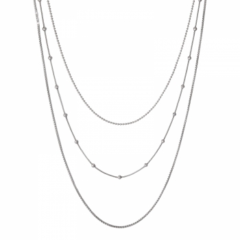 Sacramento 3-Row Long Necklace Silver