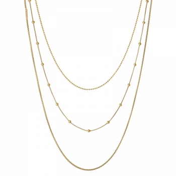 Sacramento 3-Row Long Necklace Gold
