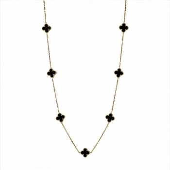 Clover Multi Enamel Bracelet Black/Gold