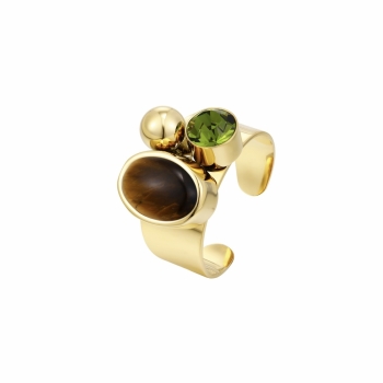 Retro Ring Brown/Green/Gold
