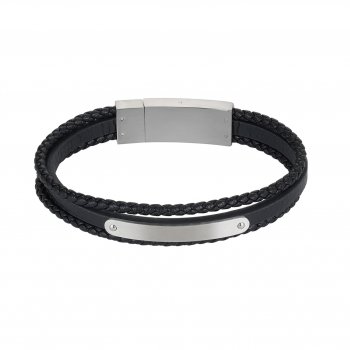Alex Black Three Row Leather Bracelet 