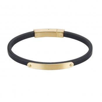 Alison Black Leather Bracelet Gold