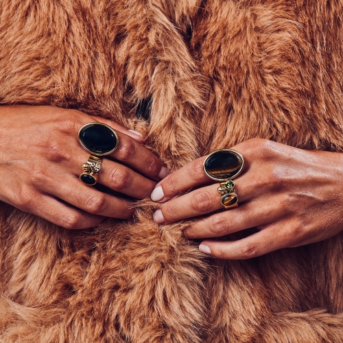 Retro Big Ring Brown/Gold