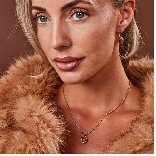 Retro Earring Pink/Gold