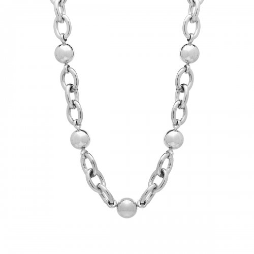 Globe Chunky Chain Necklace Silver