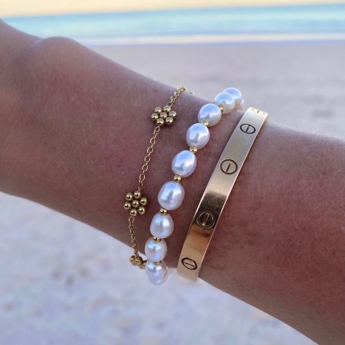 Pearl Small Elastic Bracelet Gold 