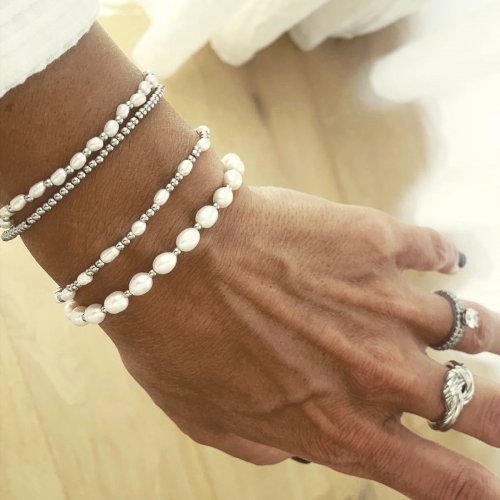 Pearl Small Elastic Bracelet Silver