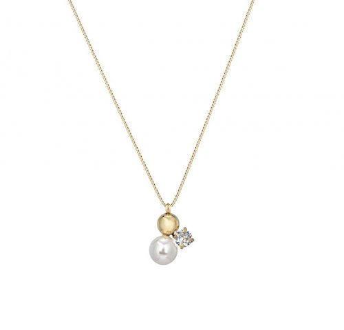 Ice Pearl Long Necklace Gold