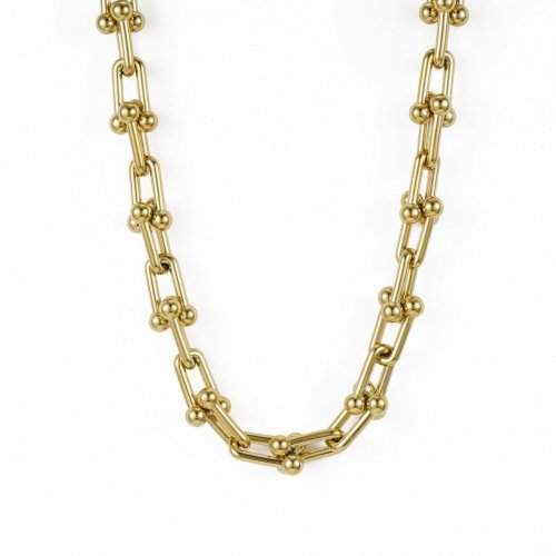 Bead U-Link Large Necklace Gold