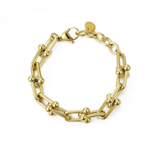 Bead U-Link Large Bracelet Gold