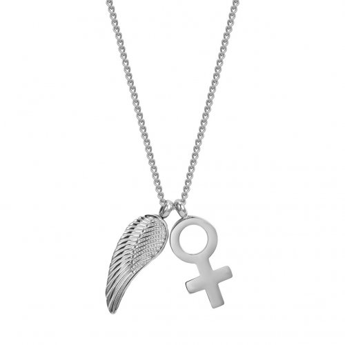 Wing Woman Large Necklace Silver