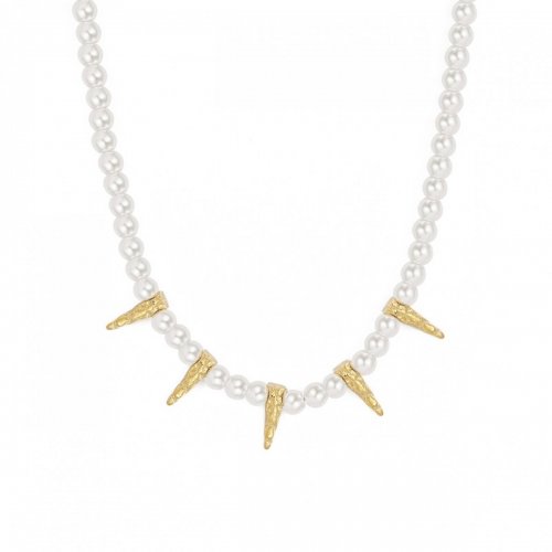 Spike & Pearl Necklace Gold