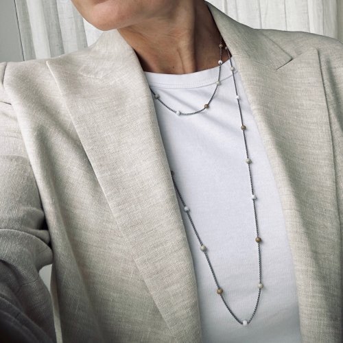 Globe Enamel Short Necklace Sand/Silver