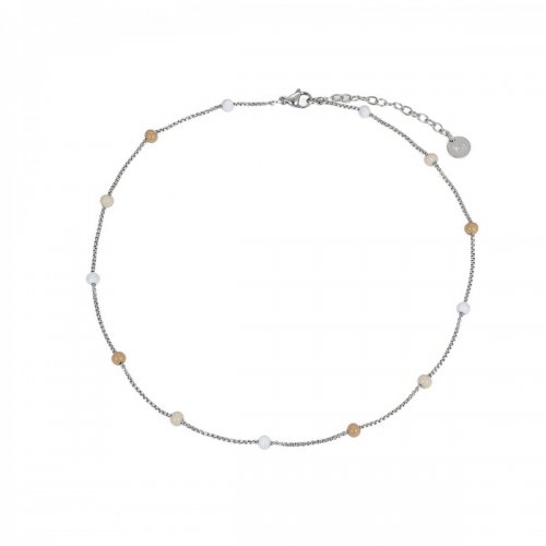 Globe Enamel Short Necklace Sand/Silver