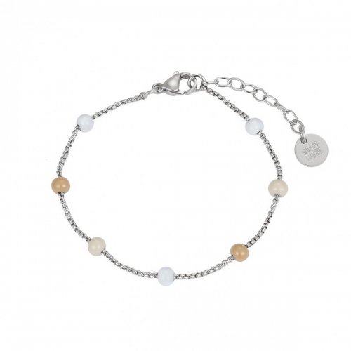 Globe Enamel Bracelet Sand/Silver