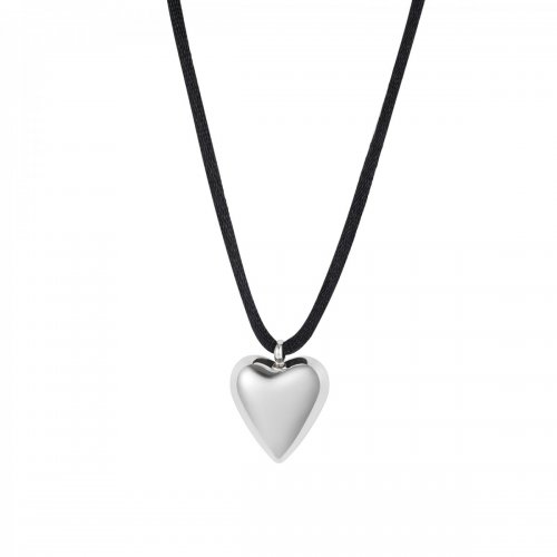 Bold Heart Necklace Silver