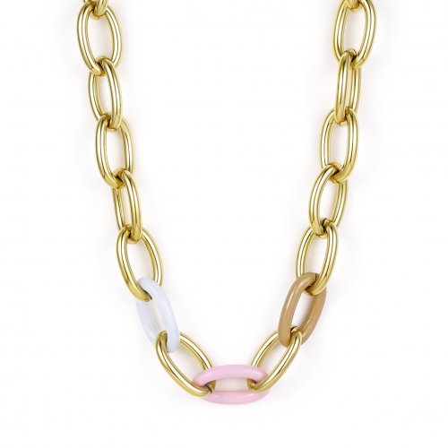 Granada Enamel Necklace Mix Pink/Gold
