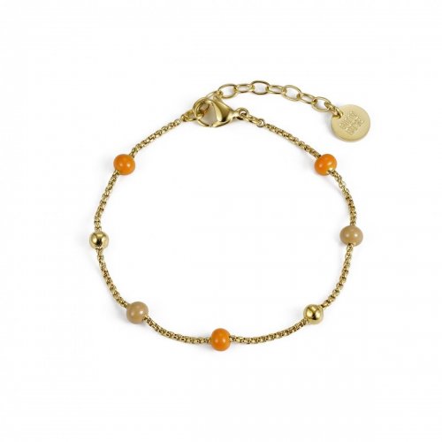 Globe Enamel Bracelet Orange/Gold