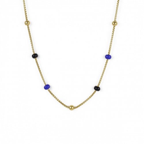 Globe Enamel Necklace Blue/Gold