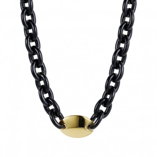 Alex Enamel Necklace Black/Gold