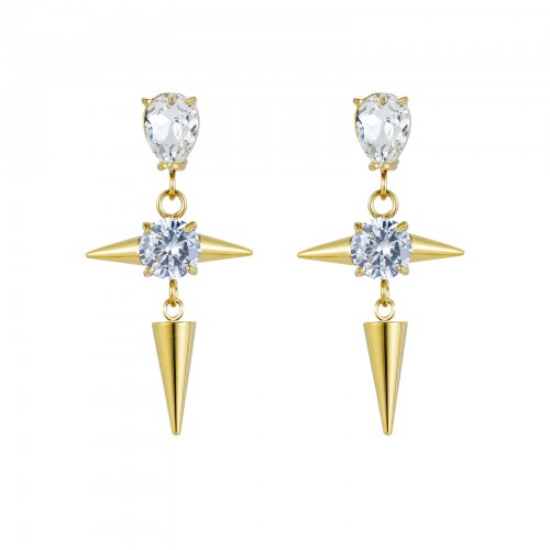 Crystal Spike Large Earring Clear/Gold