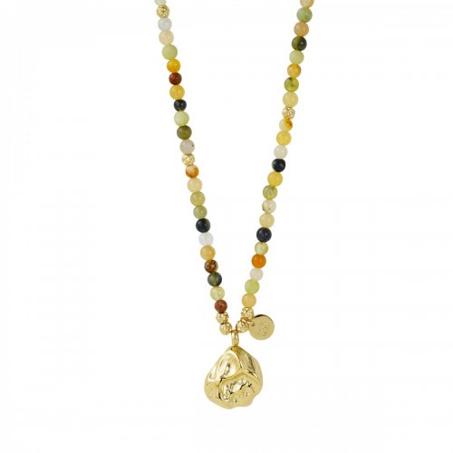 Karma Long Necklace Agate Mix/Gold
