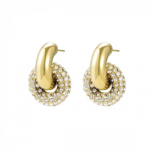 Lola Double Crystal Earring Clear/Gold