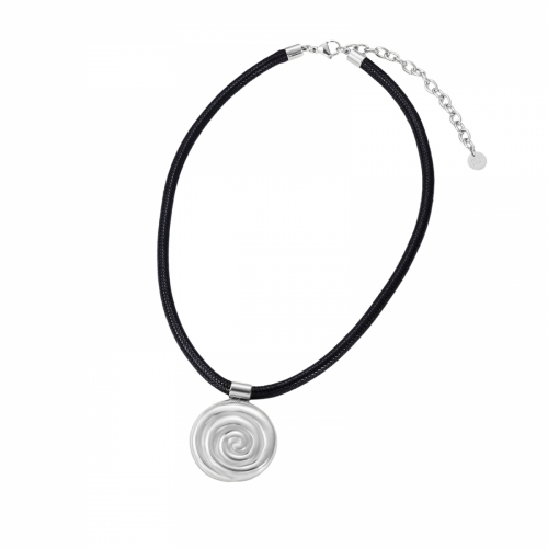 Spiral Cord Necklace Silver