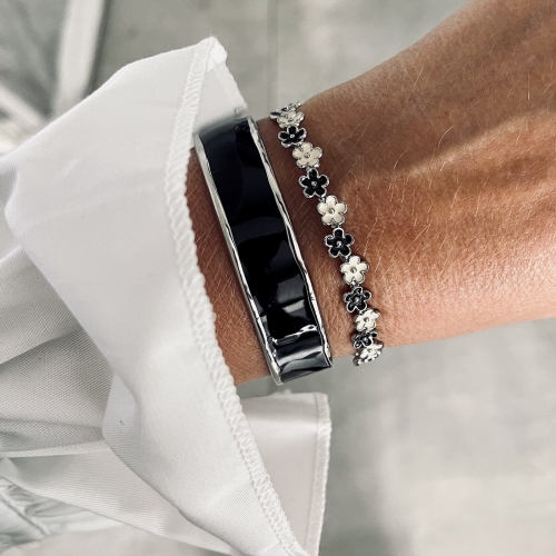 Envy Enamel Bangle Black/Silver