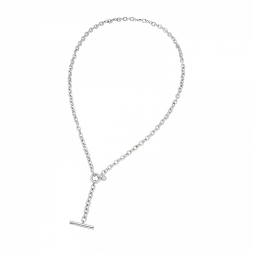 Alexa T-Bar Long Necklace Silver