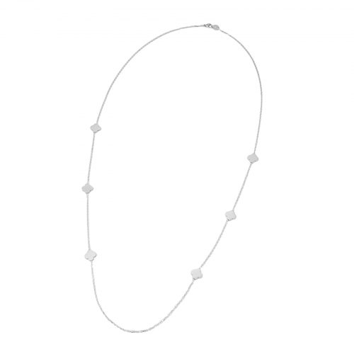 Clover Plain Long Necklace Silver