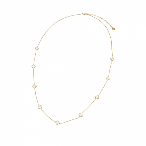 Clover Multi Long Necklace White/Gold