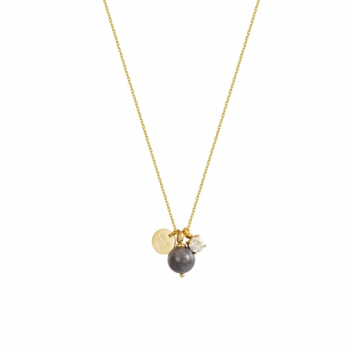 Kelly Long Necklace Grey/Gold