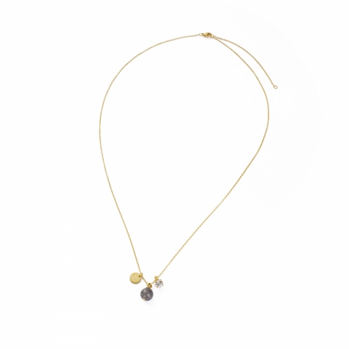 Kelly Long Necklace Grey/Gold