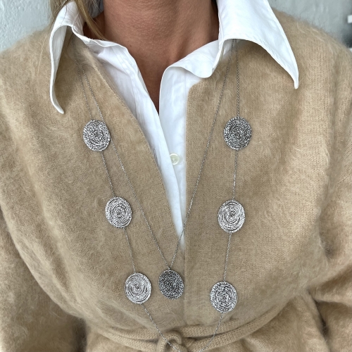 Ray Oval Long Necklace Silver