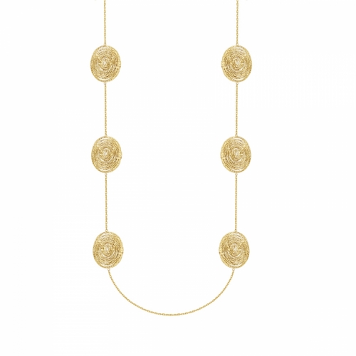 Ray Oval Long Necklace Gold