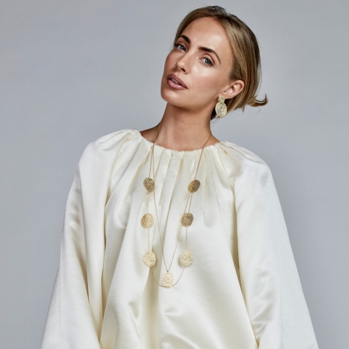 Ray Oval Long Necklace Gold