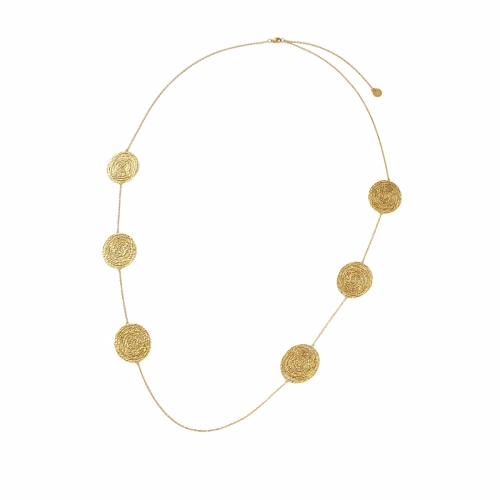 Ray Oval Long Necklace Gold