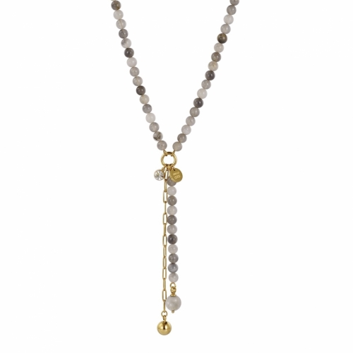 Beverly Icon Necklace Grey/Gold