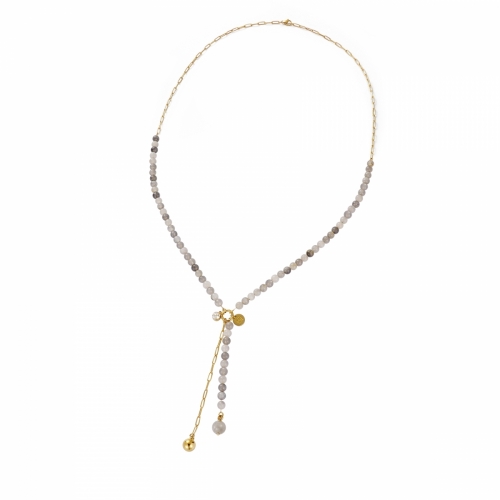 Beverly Icon Necklace Grey/Gold