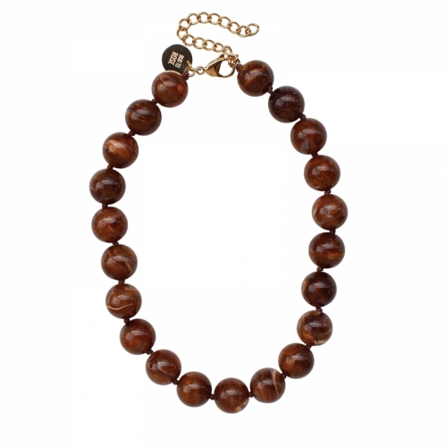 Velvet Resin Necklace Brown
