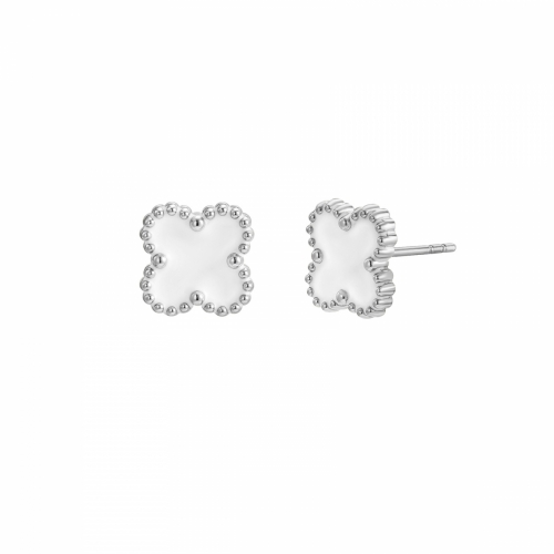 Clover Earring White/Silver