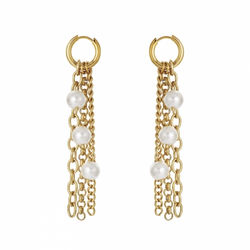Paris Pearl Fringe Earring Gold