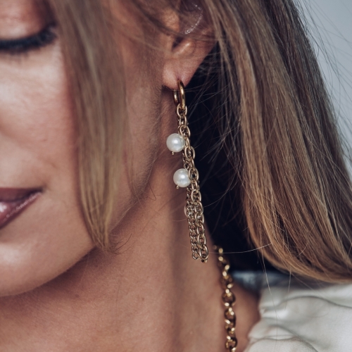 Paris Pearl Fringe Earring Gold